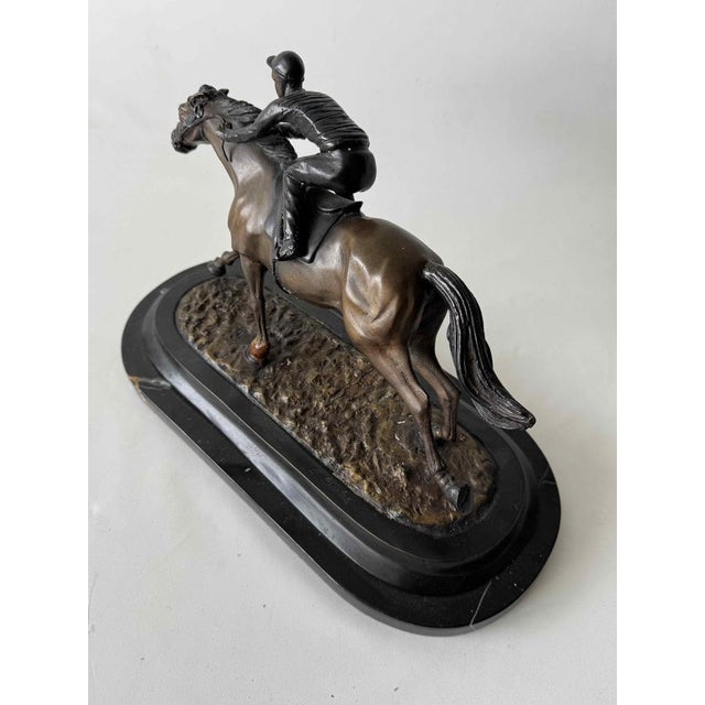 Metal Bronze Statue of Jockey on Racehorse by C. Charles for Max Le Verrier For Sale - Image 7 of 9