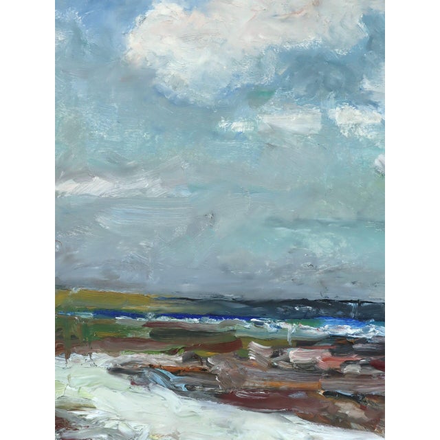 1978 Modernist 'Drift at Low Tide' Expressive Original Coastal Landscape Oil Painting, Framed For Sale - Image 9 of 12