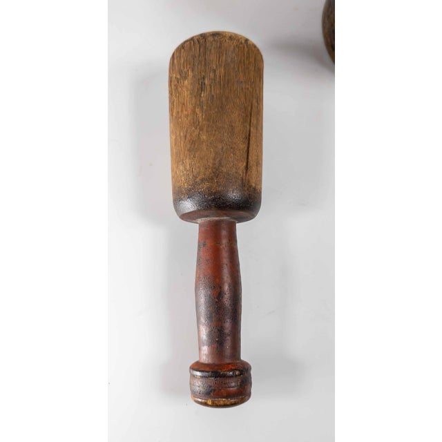 19th Century American Primitive Mortar and Pestle in Old Red Paint For Sale - Image 10 of 14