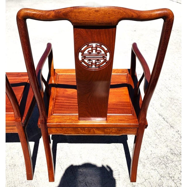1960s Rosewood Dining Chairs 1960s Asian Ming Chinoiserie For Sale - Image 5 of 12