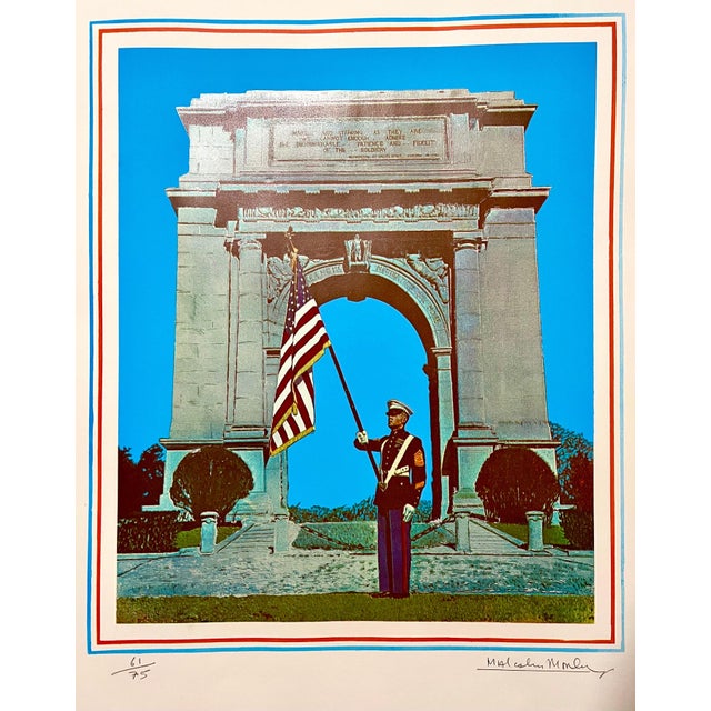 Malcolm Morley, Malcolm Morley 1969 Vintage British Pop Art Screenprint Lithograph Marine w Flag, 1969 For Sale