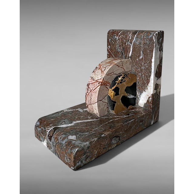 Pair of French Art Deco Bookends in Polychrome Marble For Sale - Image 13 of 18