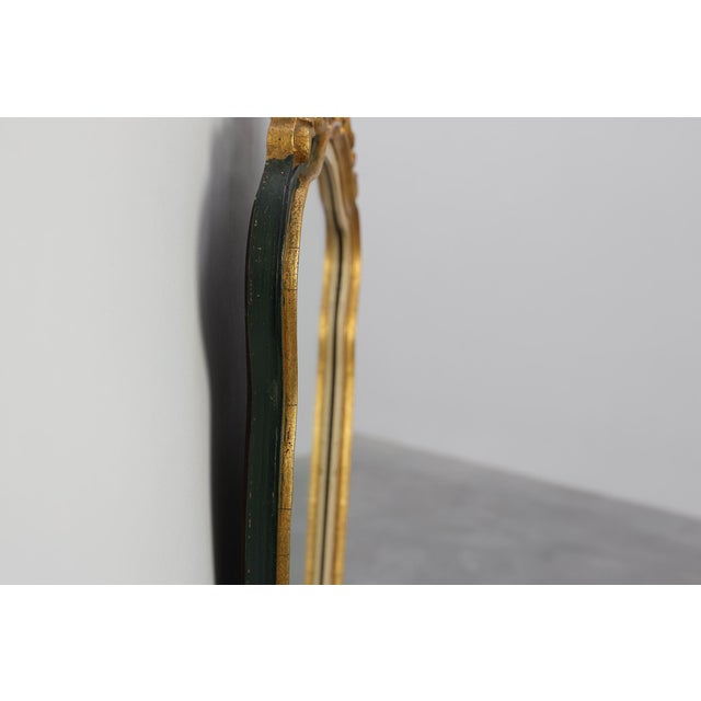 Wood Louis XV Small Green and Cream Gilt Mirror, Italy, 1950s For Sale - Image 7 of 11