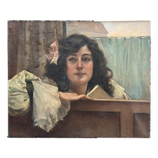 Pedro Sáenz Sáenz, Female Portrait, 1890s, Oil Painting on Canvas For Sale