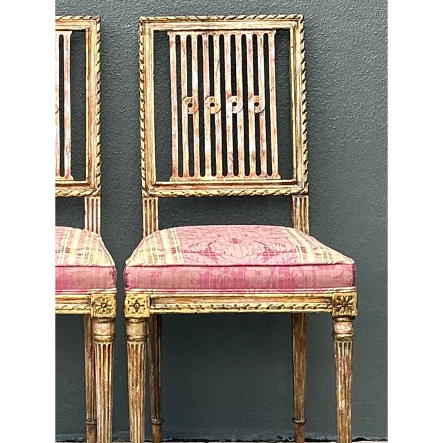 Vintage Swedish Chippendale Gilt Wood Side Chairs - Pair For Sale - Image 11 of 12
