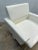 Metal Pair of Brueton White Naugahyde and Chrome Frame Dining Arm Chairs - Twelve Available For Sale - Image 7 of 11