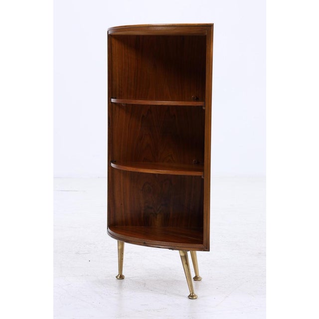 Mid-Century Wooden Corner Shelf with Brass Feet, 1960s For Sale - Image 15 of 16