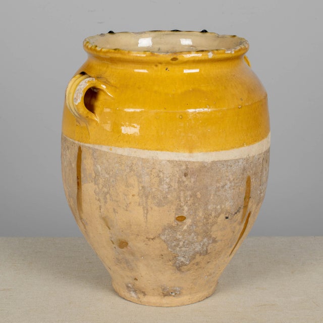 Yellow French Terracotta Vase or Pot À Confit 13.25"High For Sale - Image 8 of 11