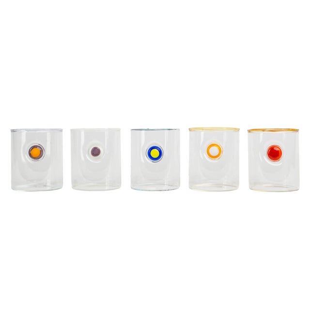 Traditional Medallion Tumblers, Multi color Set of 6 For Sale - Image 3 of 3