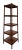 Mcguire-style tall rattan etagere with 4 shelves plus top. Leather wrapped edges. Top width measures 17” across then...