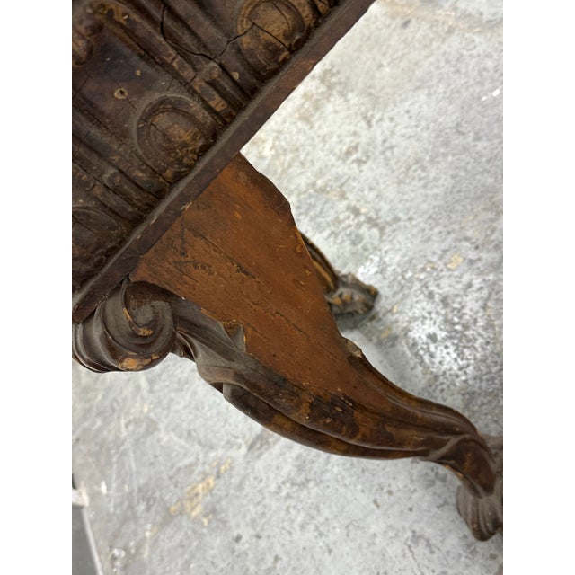 Brown Antique Carved Wood Marble-Top Console Table, 19th Century For Sale - Image 8 of 12