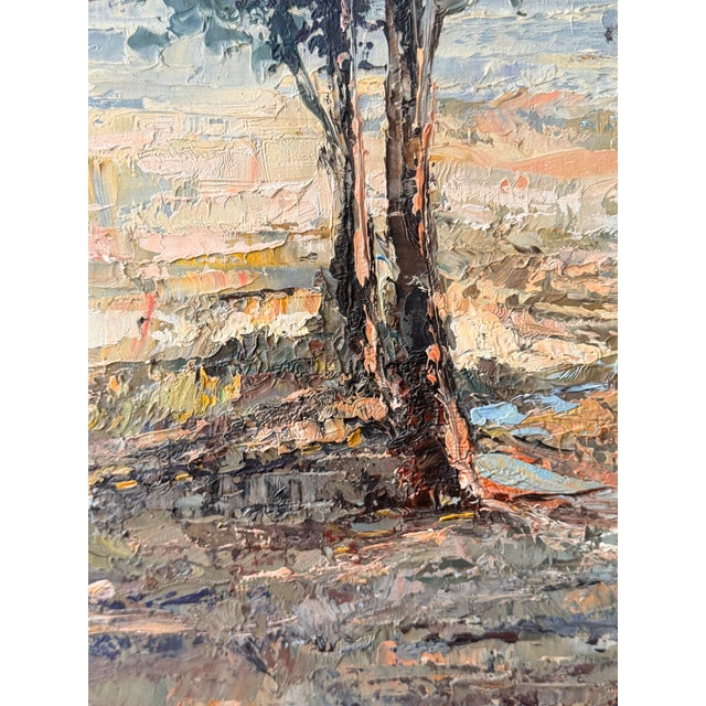 Vintage Signed Impressionist Landscape Oil Painting With Figures in Gilt Wood Frame For Sale - Image 16 of 16