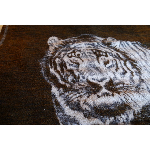 Biederlack Style Tiger Throw Blanket Very Soft 53" X 73" Reversible Vintage For Sale In Boston - Image 6 of 14