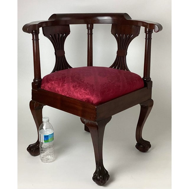 Chippendale Mahogany Childs Corner Chair with Claw & Ball Feet. 24 inches tall to the back 18 inches in diameter. The seat...