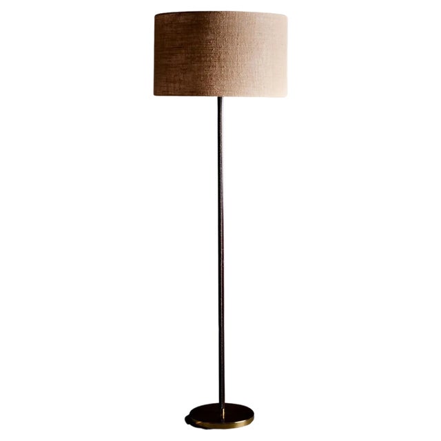 Leather Wrapped Brass Floor Lamp from Kalmar Leuchten, Austria, 1960s For Sale