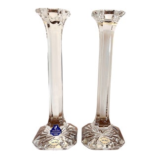 Early 21st Century Handmade Genuine Bohemian Lead Crystal Candlesticks From the Gus Crystal Factory in Russia For Sale