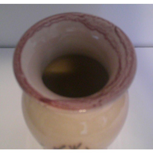 Beige Vintage Greg Olson Studio Pottery Floral Vase Art Nouveau Country Chic Signed For Sale - Image 8 of 8