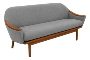 Adrian Pearsall Sofa With Walnut Arms Grey Chenille