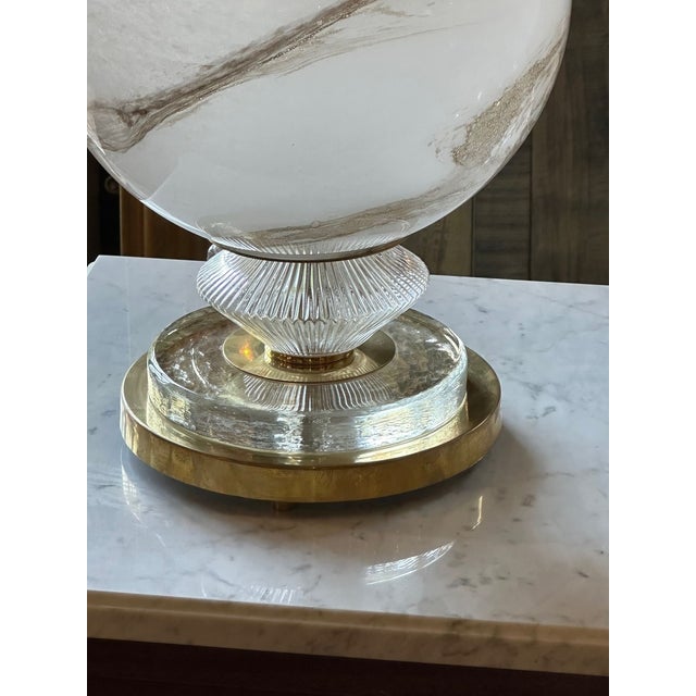 Murano Glass and Brass Globe Lamp For Sale - Image 4 of 10