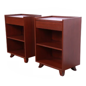 Gilbert Rohde for Herman Miller Art Deco Mahogany Nightstands, Newly Refinished