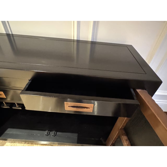 Robert Kuo "Dragon Swirl" Bar Cabinet - Hand Repoussé Copper & Black Lacquer, Attributed For Sale - Image 12 of 17