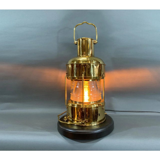 Late 20th Century Solid Brass Ship’s Anchor Lantern For Sale - Image 5 of 11