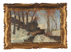 Vittorio Cajani, Winter Landscape, Oil on Panel, Framed