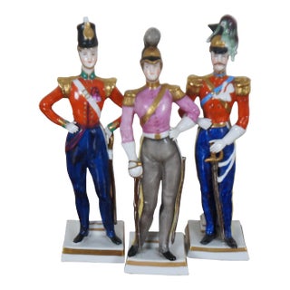 Antique A.J. Uffrecht & Co Germany Porcelain Soldier Figurines - Set of 3 For Sale