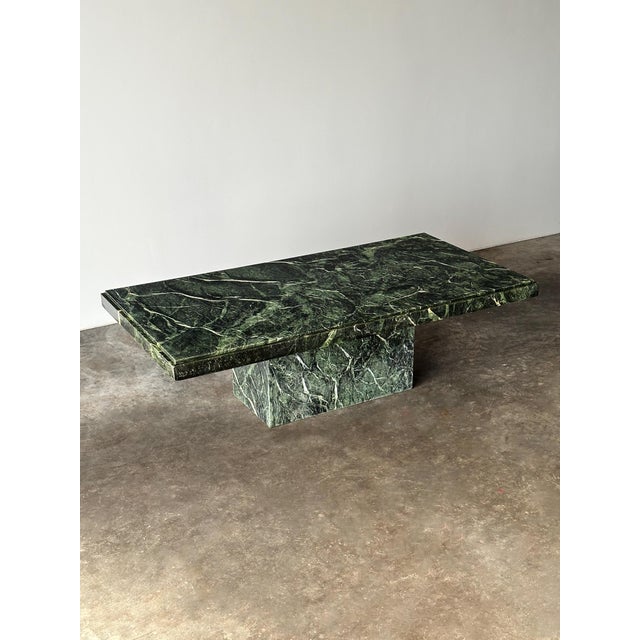 Verde Alpi Marble Pedestal Coffee Table, Italy, 1980s For Sale - Image 4 of 18