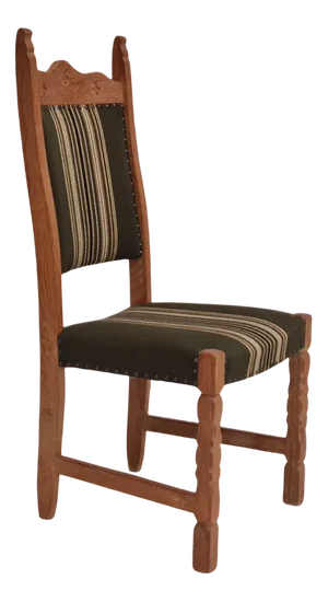 Danish Design Oak Wood Set of High Back Dining Chairs in the Style of Henning Kjærnulf, 1960s, Set of 6