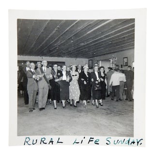 Mid 20th Century Snapshot Photograph Group Line Dance Rural Life Sunday For Sale
