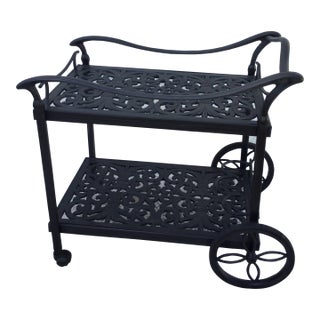 1990s Vintage Cast Aluminum Outdoor Serving Cart For Sale
