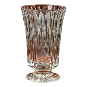 Stunning Ornate Heavy Vintage Block Crystal Flower Vase