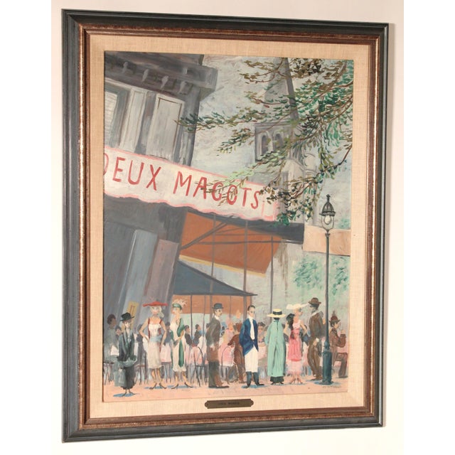 Impressionist French Street scene painting by John Morris (before 1920-1991), circa 1960's. Oil on masonite. Frame...