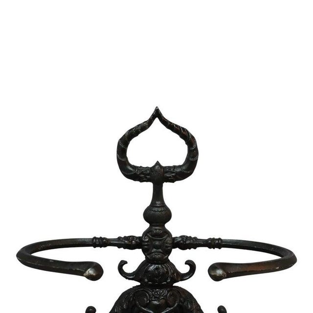 Victorian British Embossed Figural & Floral Cast Iron Umbrella Stand, Signed, C1880 For Sale - Image 3 of 11