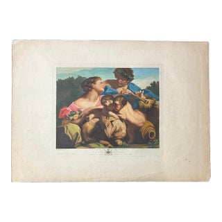 A Nymph and Shepherd Carlo Cignani the Houghton Gallery 1775 Colored Print For Sale