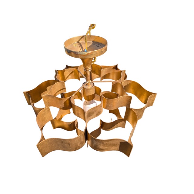 2000 - 2009 Grand Lotus 1 Light 20.25 Inch Antique Gold Leaf Chandelier Ceiling Light by Currey & Company For Sale - Image 5 of 6