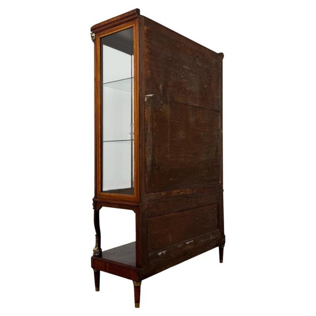 Metal 19th Century Antique French Mahogany Glazed Display Vitrine Cabinet For Sale - Image 7 of 10