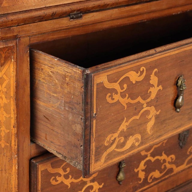 Baroque Walnut and Maple Flap Cabinet, Italy, 18th Century For Sale - Image 10 of 16