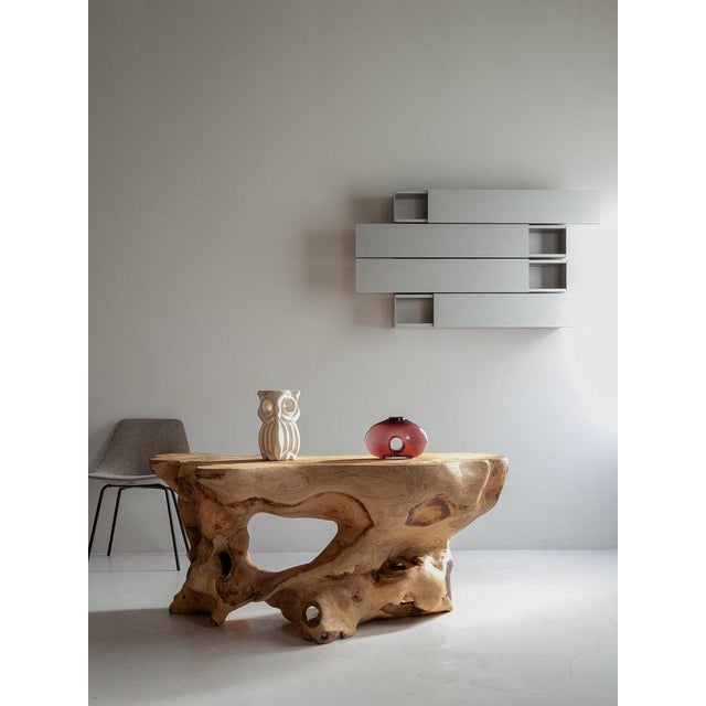 This is an old primitive-style side table from France, made in the 1950s. You can feel the strength of natural wood in...