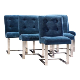 Paul Evans for Directional Mid Century Chrome Cantilever Dining Chairs - Set of 6 For Sale