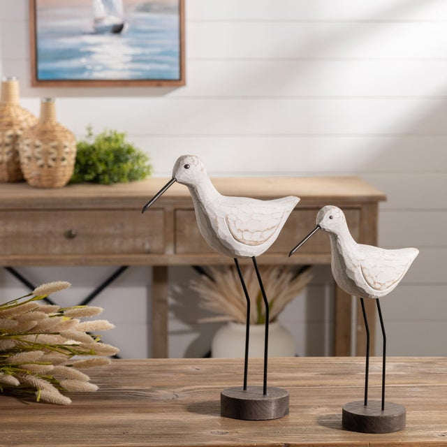 Carved Wood Sea Bird with Metal Stand (Set of 2) For Sale - Image 9 of 9