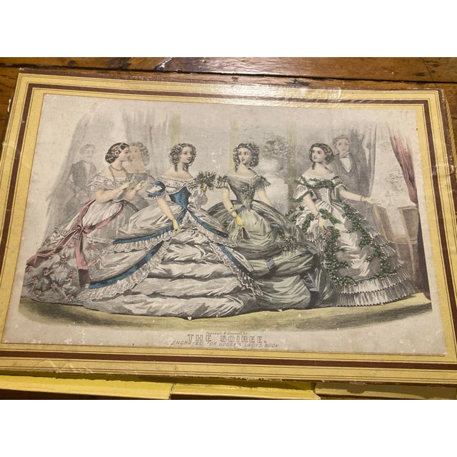 1860s Titled "The Soiree," Likely Featured in Godey's Lady's Book. Print Was Engraved by the New York-Based Firm Capewell & Kimmel Fashion Era:1860 For Sale - Image 4 of 12