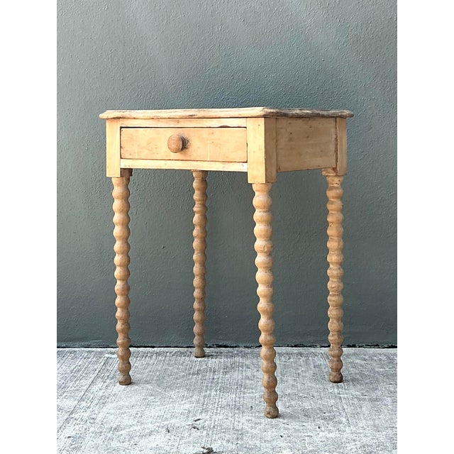 Farmhouse Vintage Primitive Bobbin Side Table For Sale - Image 3 of 12