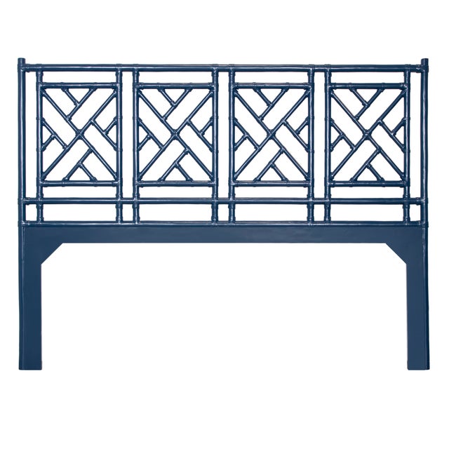 Not Yet Made - Made To Order Chippendale Standard Bed California King - Navy For Sale - Image 5 of 12