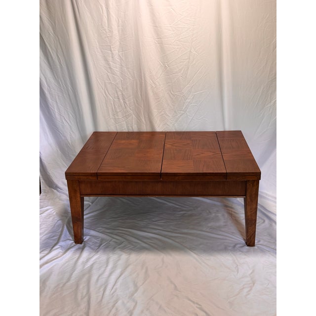Mid-Century Modern Vintage Backgammon Game Coffee Table With Inlaid Marquetry Top For Sale - Image 3 of 10