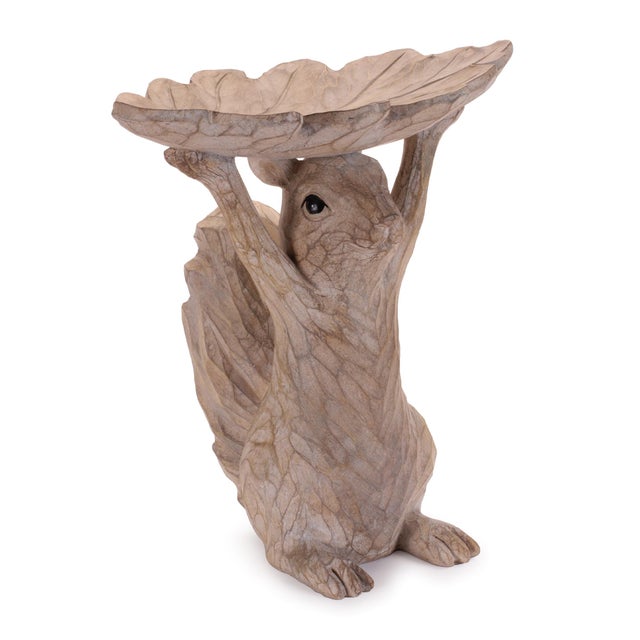 Kenneth Ludwig Chicago Woodland Squirrel Resin Bird Feeder Set (Set of 2) For Sale - Image 4 of 7