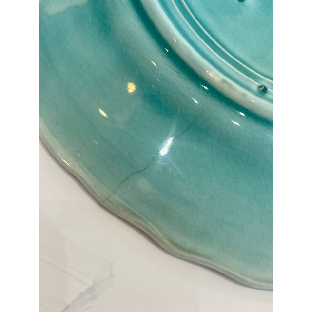 Ceramic French Antique Majolica Art Nouveau Bird Plate by Onnaing c.1890 For Sale - Image 7 of 9
