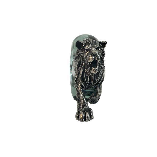 Vintage Safari African Wildlife Animals Handblown Glass & Pewter Napkin Rings - Set of 8 For Sale - Image 14 of 18