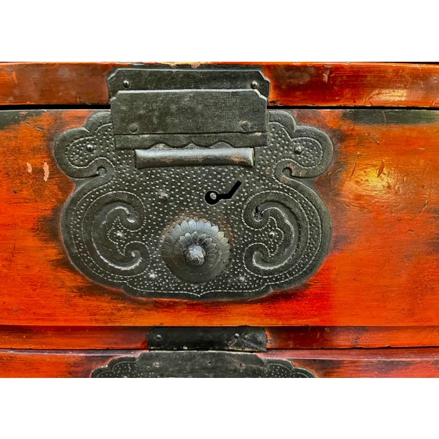 Antique Japanese Meiji Period Tansu Chest of Drawers Iron Hardware Elm Wood For Sale - Image 11 of 12